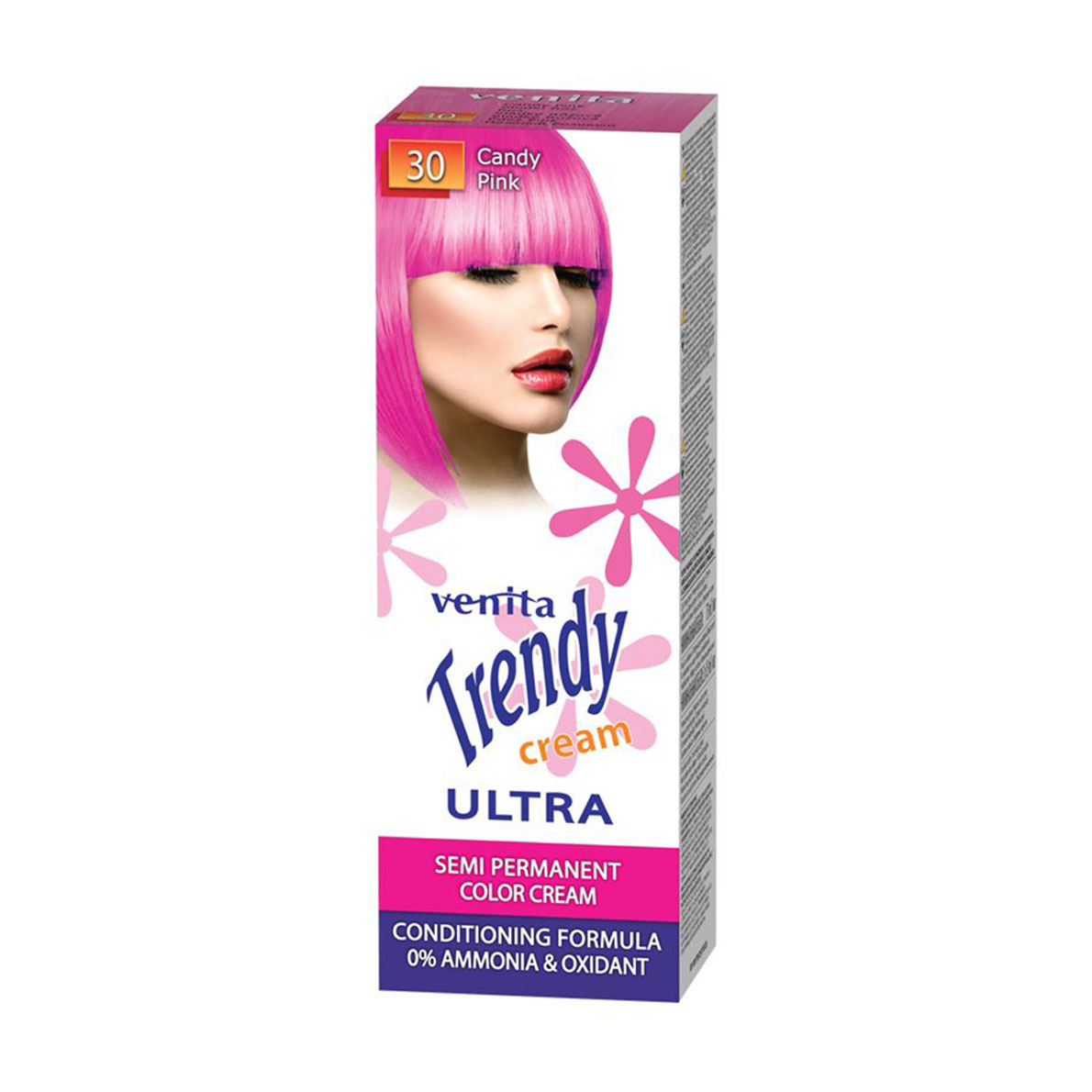 Відтінкова крем-фарба для волосся Venita Trendy Semi Permanent Color Cream 30 Яскраво-рожевий, 105 мл